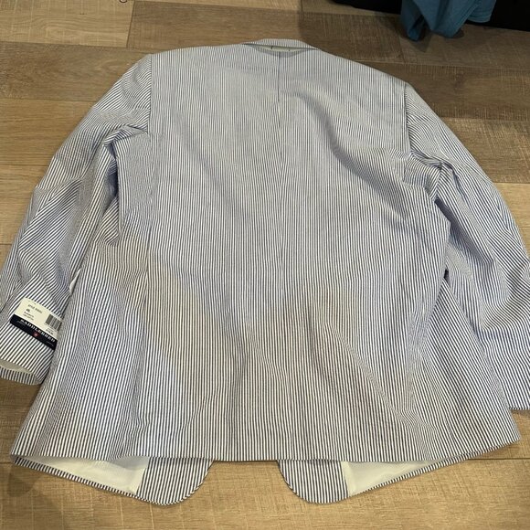 SADDLEBRED MENS BLUE WHITE SEERSUCKER SPORT COAT JACKET BLAZER 48L NEW - Picture 9 of 9